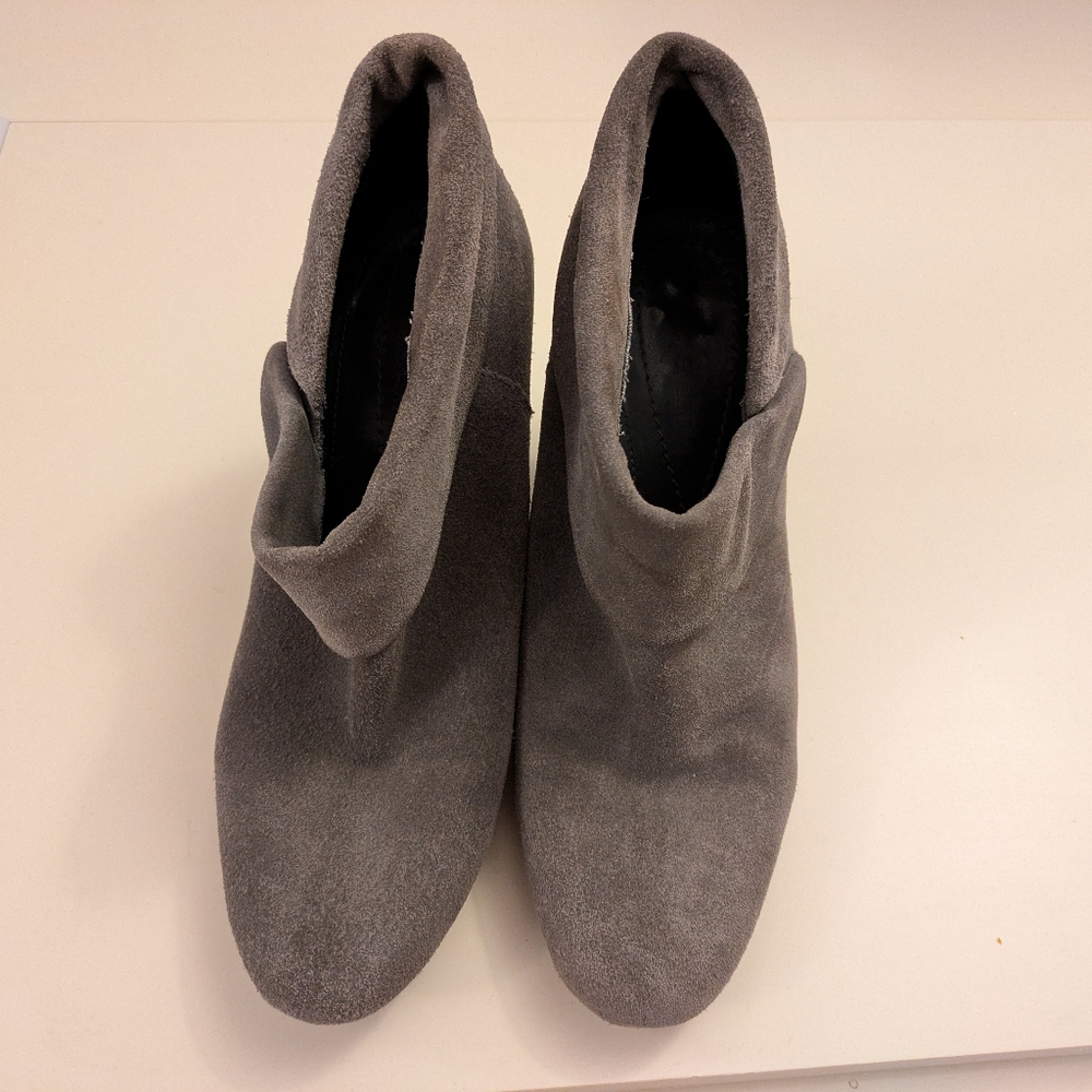 Gray Suede Ankle Booties - Picture 2 of 4